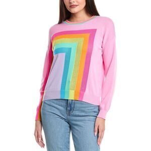 Wispr Womens Square Rainbow Silk-Blend Sweater, Pink